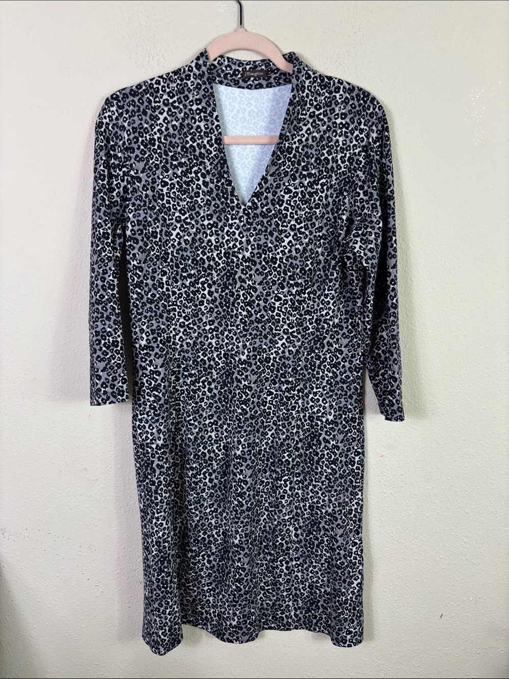 J. McLaughlin Ivana Dress Cheetah Animal Print Black Grey size‎ Medium